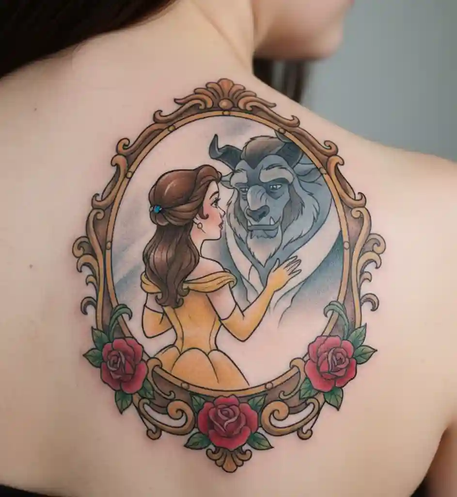 Mirror Reflection Beauty and the Beast Tattoo