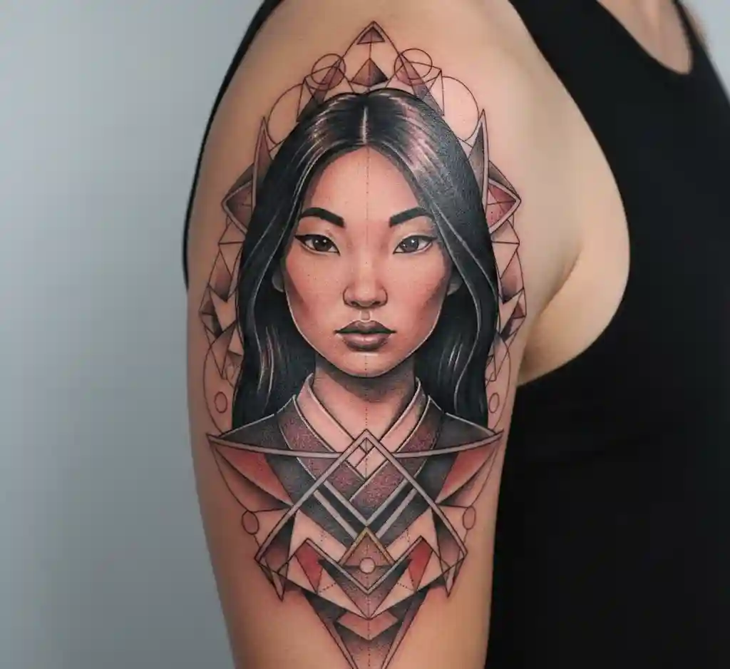 Mulan with Calligraphy Symbols