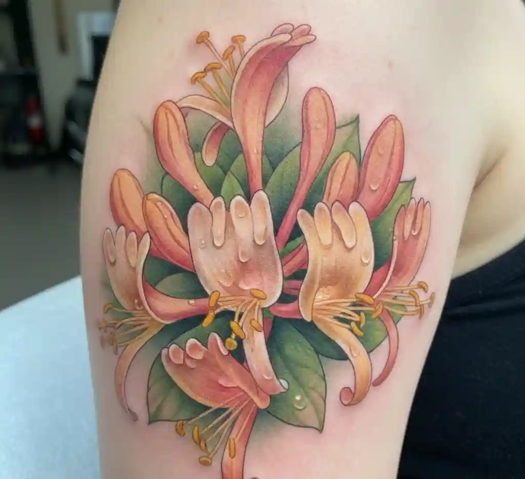 Realistic Honeysuckle Close-Up