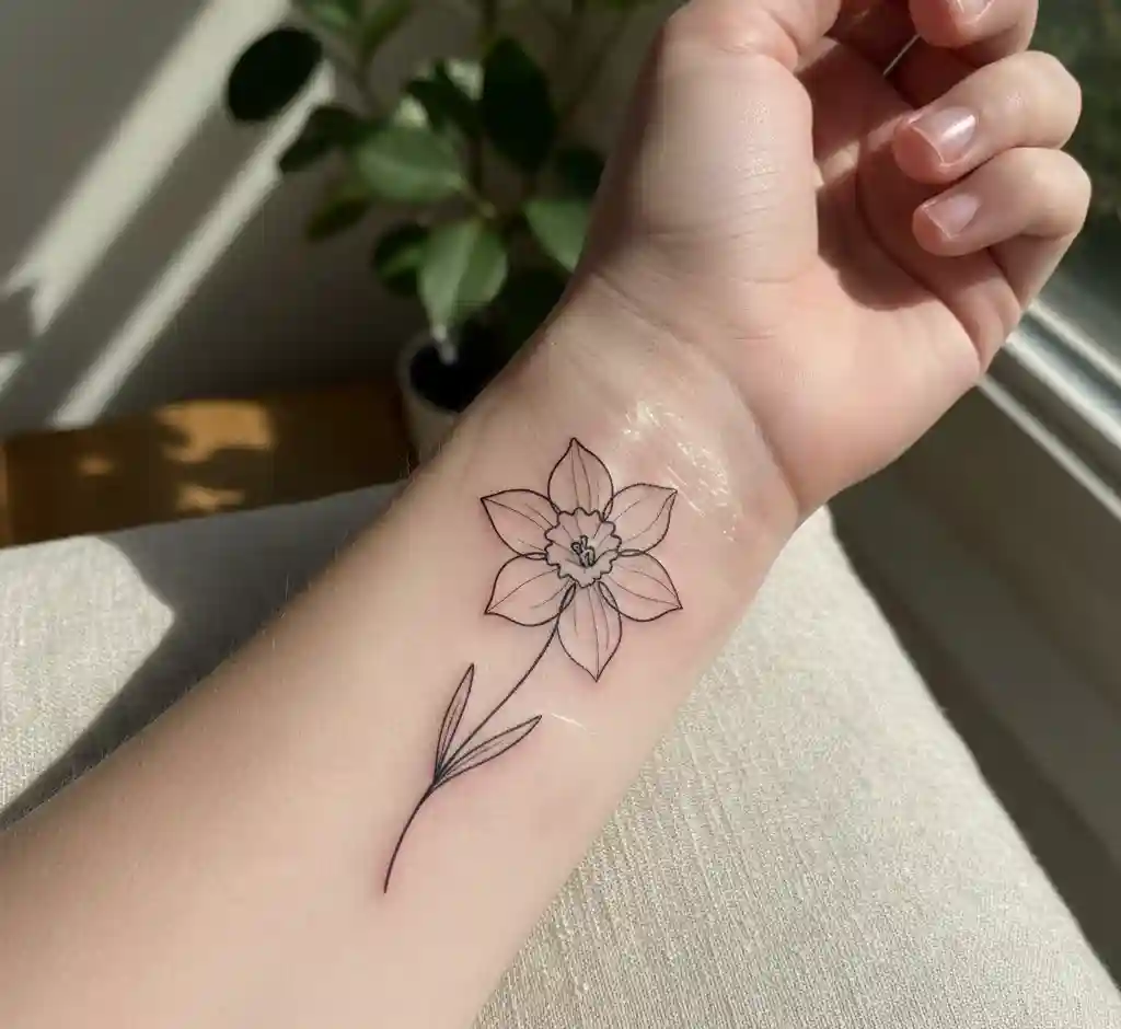 Single Minimalist Daffodil Linework