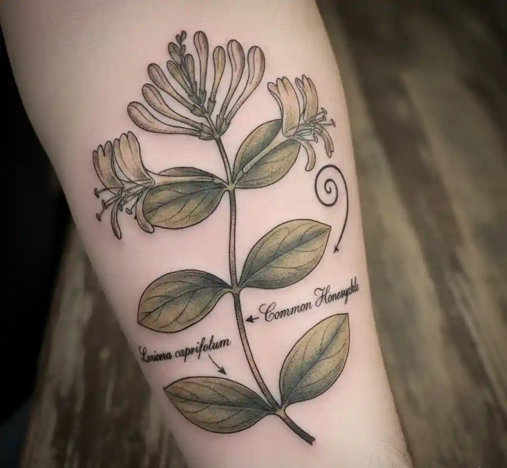 Vintage Botanical Illustration Honeysuckle