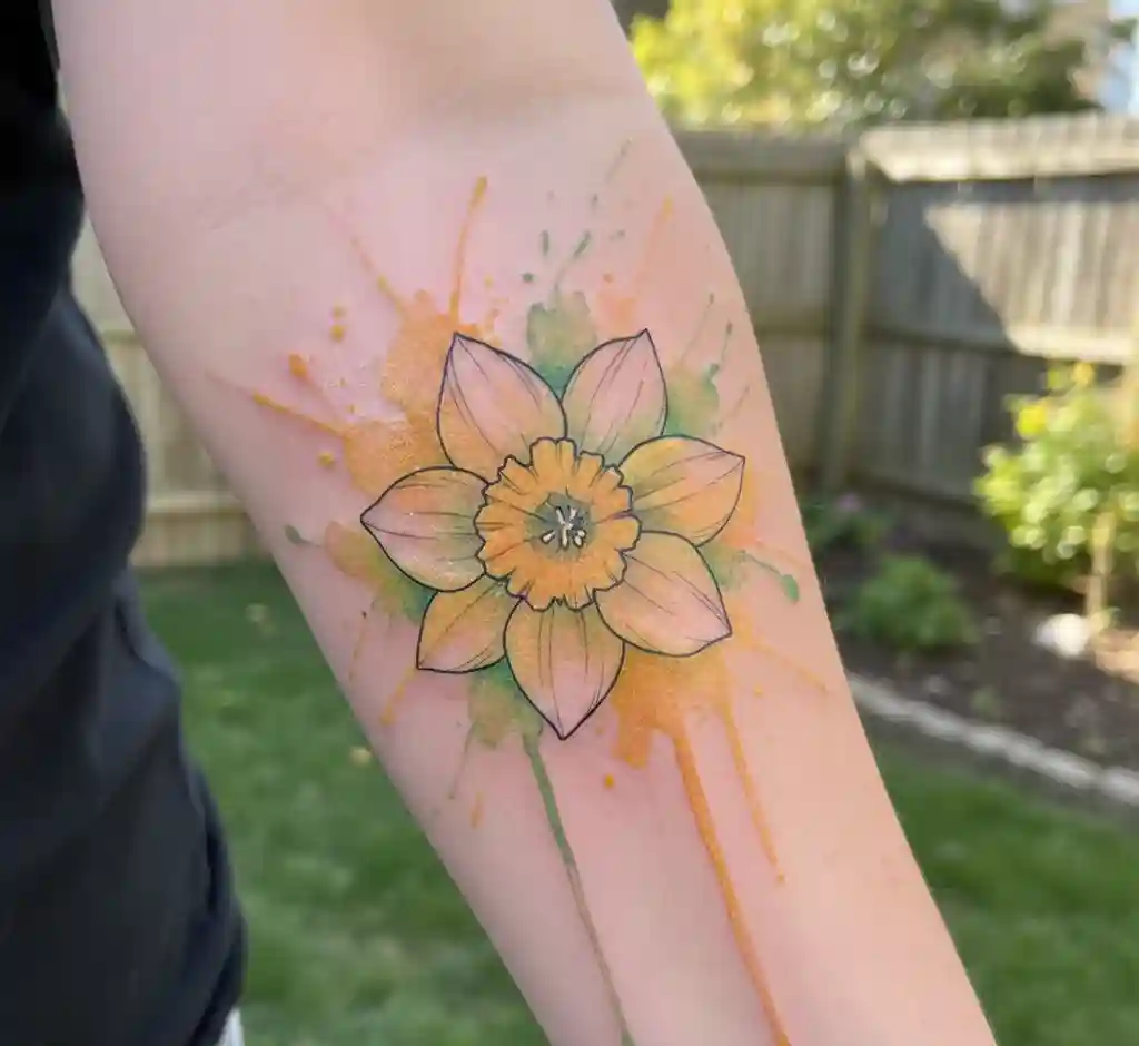 Watercolor March Flower Tattoo