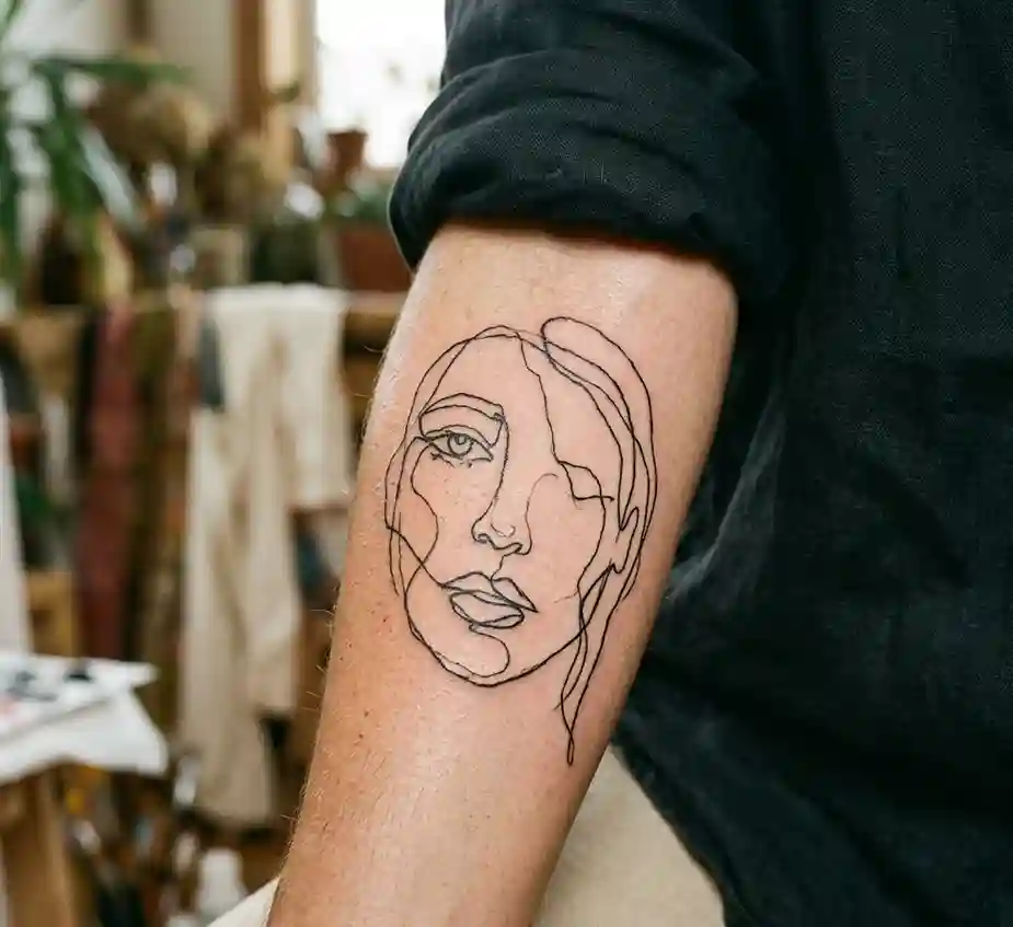 Abstract Face Line Tattoo