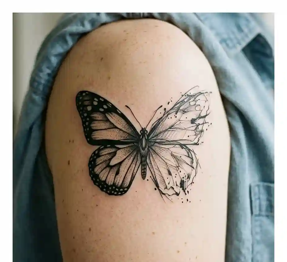 Asymmetrical Butterfly Tattoo
