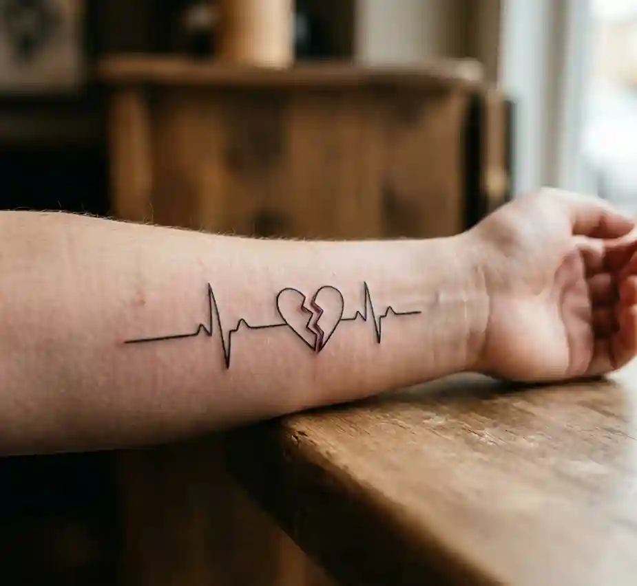 Broken Heart Line Tattoo