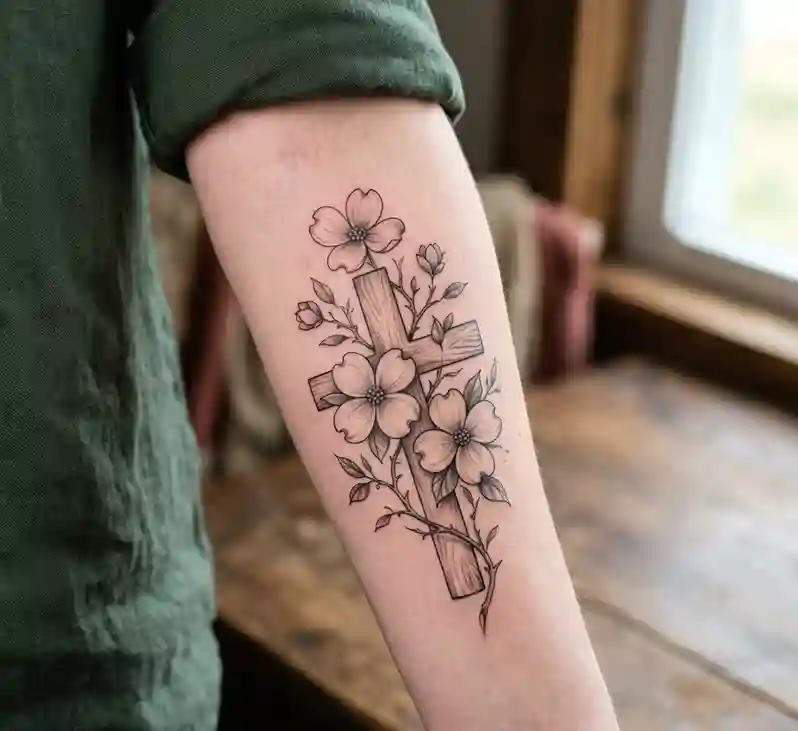 Dogwood Cross Tattoo