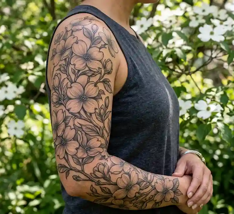 dogwood Sleeve Tattoo
