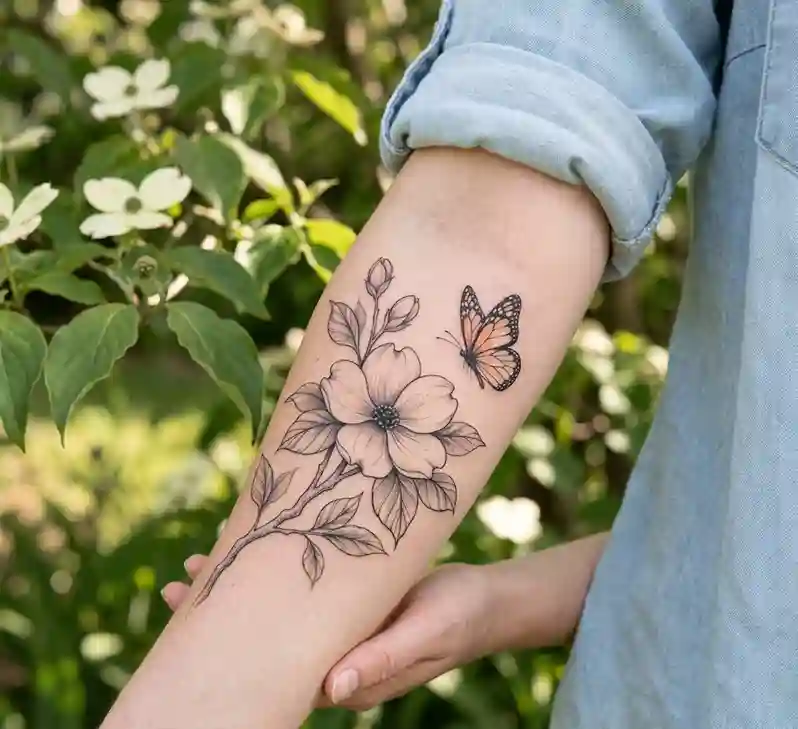 Dogwood with Butterfly Tattoo