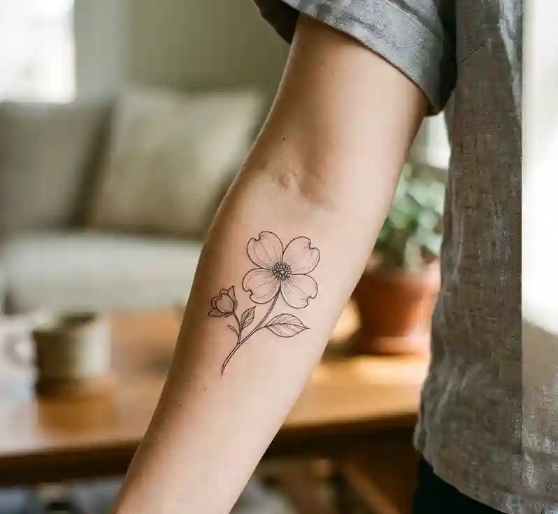 Fine Line Dogwood Tattoo