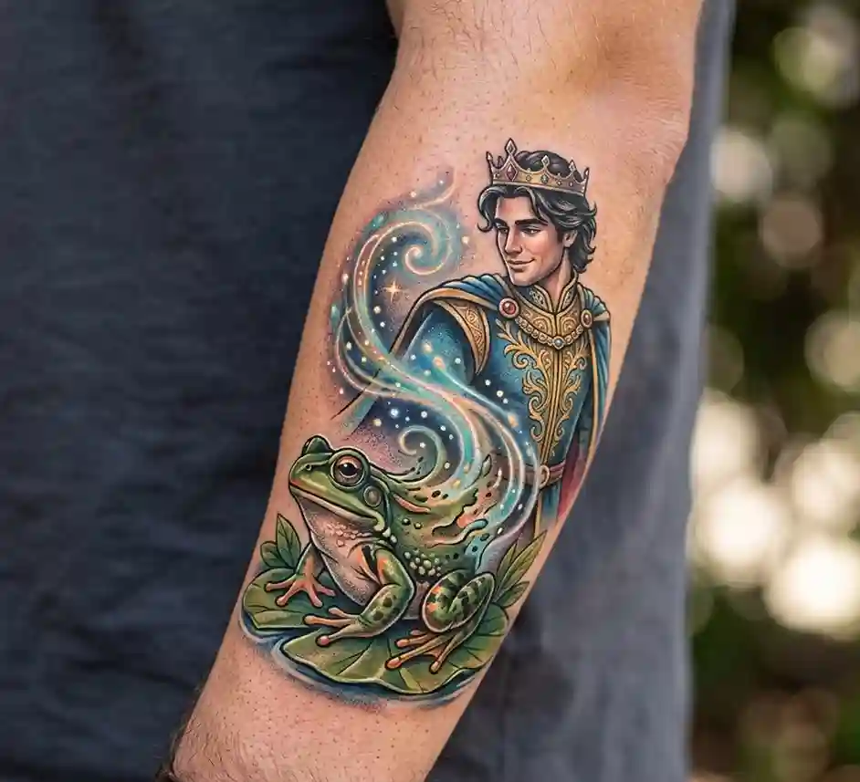 Frog Transforming into a Prince Tattoo