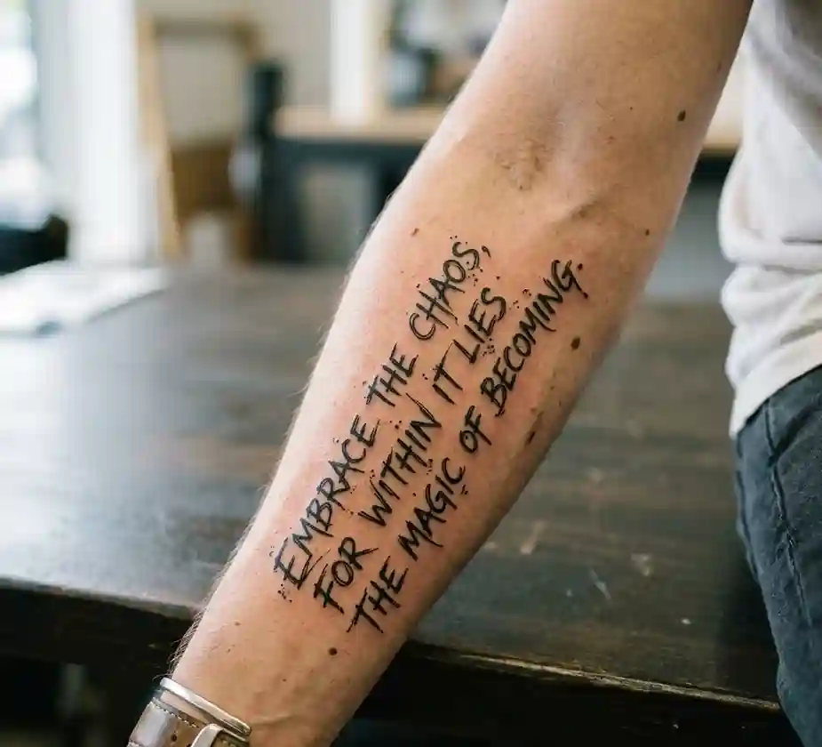 Messy Script Quote Tattoo