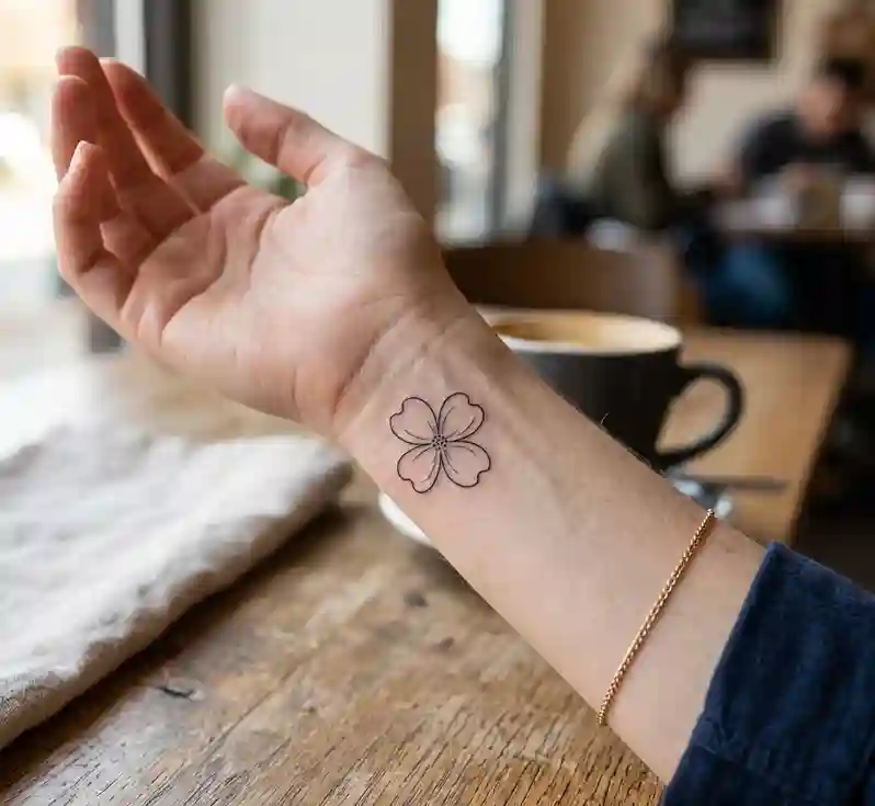 Minimalist Dogwood Outline Tattoo