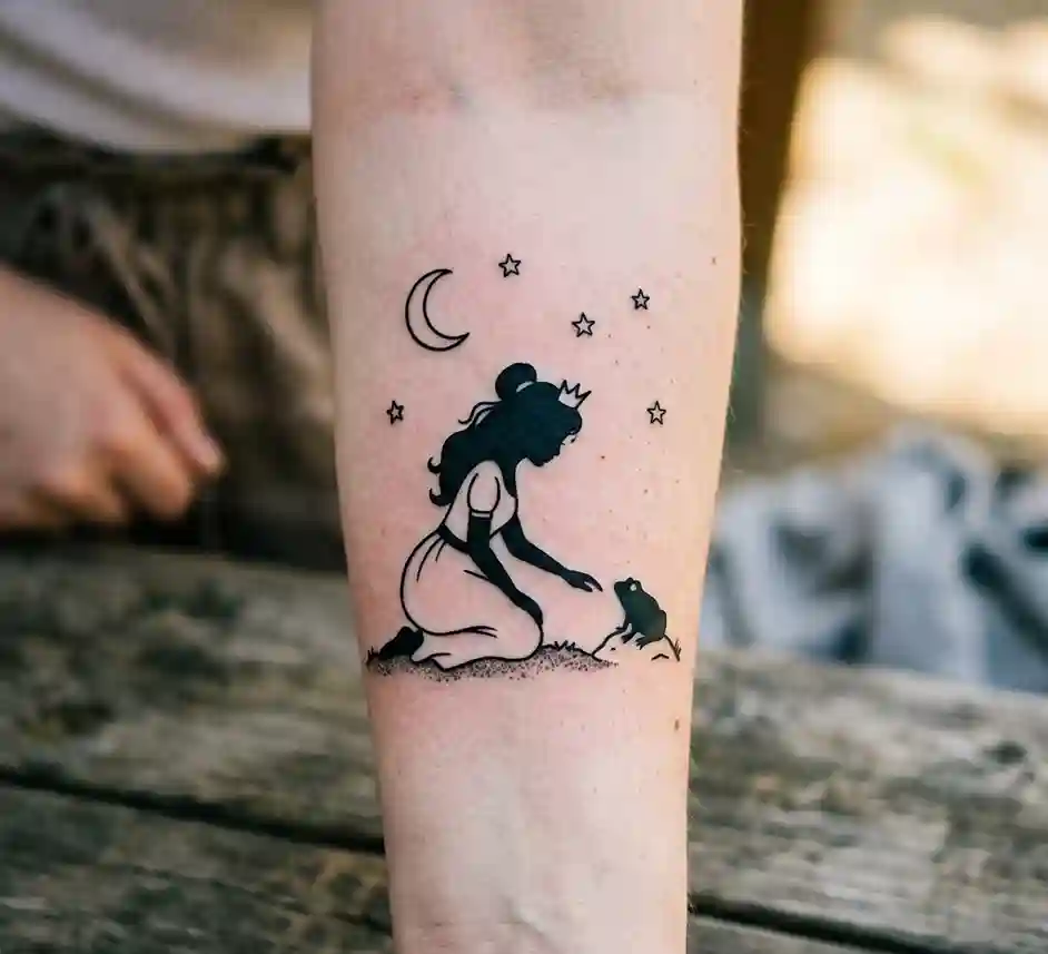 Princess Silhouette with Frog Tattoo