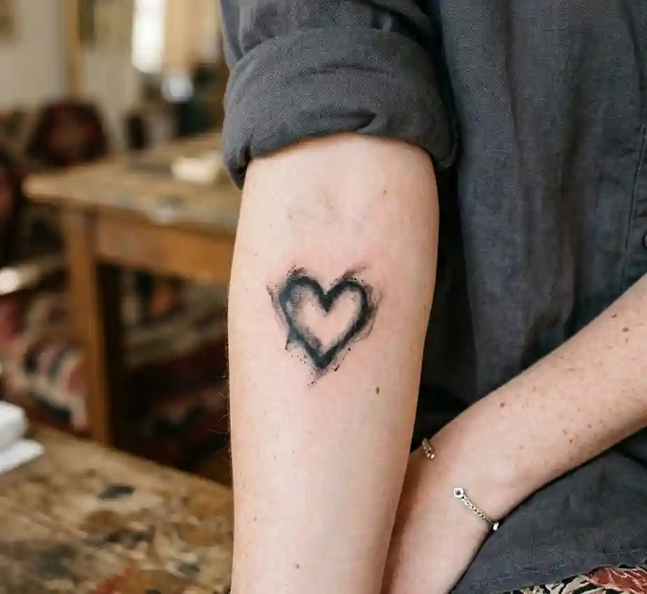 Smudged Ink Heart Tattoo