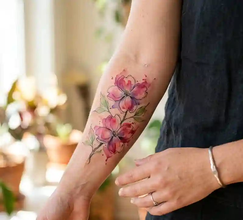 Watercolor Dogwood Tattoo